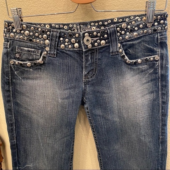 MISS ME Women Embellished Waist Pockets Blue Jean Size 26 - Picture 6 of 9